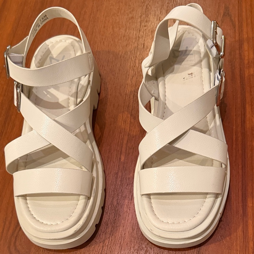 Dirty Laundry Cream Strappy Sandals